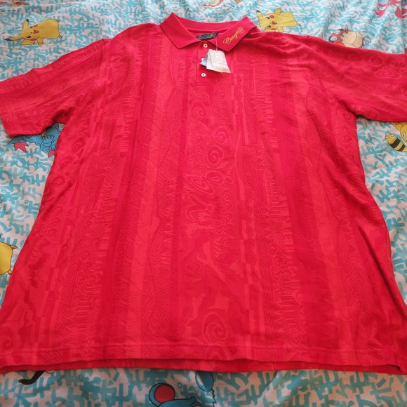 VTG 90s Coogi Australia 3D Knit Polo Red Spellout Men’s 3XL Rare Cosby Biggie